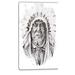 Design Art Native American Indian Portrait - Graphic Art Print Canvas in Gray | 32 H x 16 W x 1 D in | Wayfair PT6369-16-32