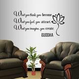 World Menagerie Buddha Quote What You Think You Become Wall Decal Vinyl in Gray | 18 H x 35 W in | Wayfair B732BFE3470D4676ABAB3AC88F505561