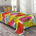 East Urban Home Microfiber Modern & Contemporary Coverlet/Bedspread Set Microfiber in Green/Red/Yellow | Twin Coverlet + 1 Sham | Wayfair