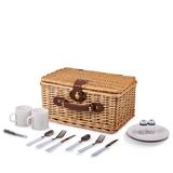 Arlmont & Co. Picnic Basket Set Cotton Canvas in Red/Brown | 11 H x 14.5 W x 7.5 D in | Wayfair DBBB0578B6E54D76B805DA3055BF7800