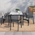 Wade Logan® Eimear Rectangular 8 - Person 82.75" Long Outdoor Dining Set Glass | Wayfair AD186DA36CB34F65B36F4892785EB7FC