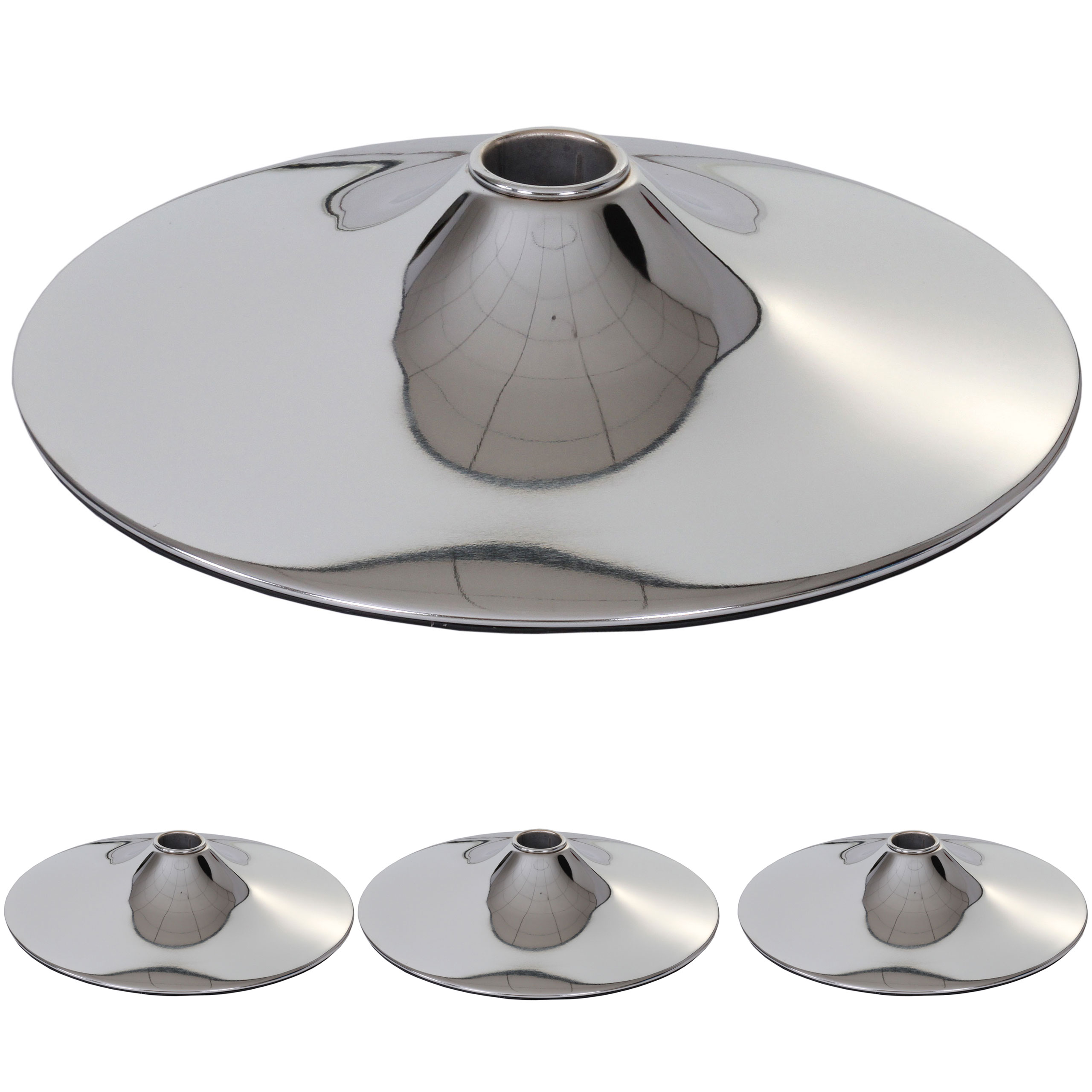 4er-Set Fußteller Fußplatte Fuß für Barhocker Barstuhl Drehstuhl Esszimmerstuhl, chrom ~ Ø 45cm