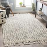 Gray 60 x 0.2 in Area Rug - Union Rustic Carletta Geometric Handmade Flatweave Area Rug Cotton/Wool | 60 W x 0.2 D in | Wayfair