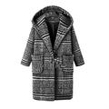 KaloryWee Plus Size Winter Women Lattice Coat Warm Thickening Woolen Cloth Overcoat Black