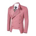 JINIDU Men's Casual Double-Breasted Suit Coat Jacket Business Blazers Pink