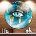 Design Art 'Planet Earth & Eye' Graphic Art, Metal in Blue | 23 H x 23 W x 1 D in | Wayfair MT8950-C23