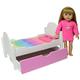 The New York Doll Collection Unicorn Baby Dolls Bed Fits 18 Inch / 46cm Twin Dolls Bed (Trundle Bed) Doll Furniture, Dolls Crib, Toy bed for dolls,Dolls Bedding Set