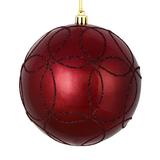 Vickerman 537497 - 6" Wine Candy Ball Circle Glitter Christmas Tree Ornament (3 pack) (N182619D)