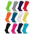 Rainbow Socks - Women Men Colourful Cotton Knee High Socks - 12 Pairs - White Gray Black Turquoise Blue Navy Blue Green Red Yellow Orange Pink - Size 4-6