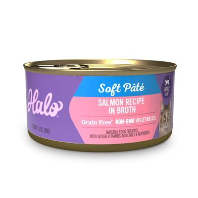 Halo Grain Free Salmon Recipe in Broth Adult Wet Cat Food, 3 oz., Case of 12