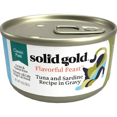 Solid Gold Flavorful Feast Tuna & Sardine Recipe in Gravy Holistic Grain Free Canned Cat Food, 3 oz., Case of 12