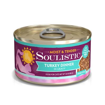 Soulistic Moist & Tender Turkey Dinner in Gravy Wet Cat Food, 3 oz., Case of 12