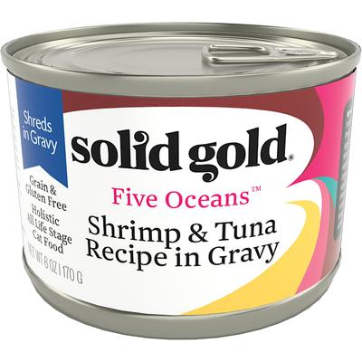 Solid Gold Five Oceans Shrimp & Tuna Grain Free Canned Cat Food, 6 oz., Case of 8