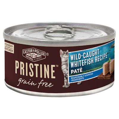 Castor & Pollux Pristine Grain Free Wild-Caught Whitefish Pate Recipe Canned Wet Cat Food, 5.5 oz., Case of 24