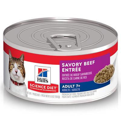 Hill's Science Diet Adult 7+ Savory Beef Entree Canned Wet Cat Food, 5.5 oz., Case of 24
