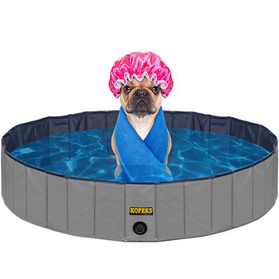 Kopeks Foldable Grey Grooming & Bathing Pool Tub for Dogs, Large