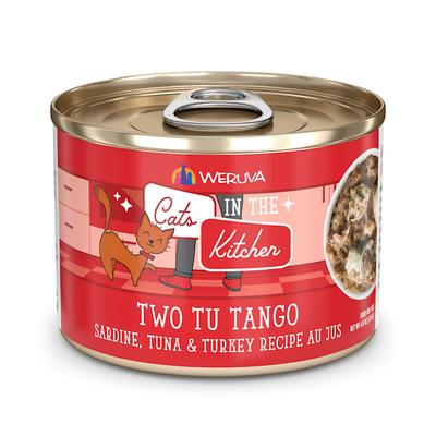 Cats in the Kitchen Originals Two Tu Tango Sardine, Tuna and Turkey Recipe Au Jus Wet Cat Food, 6 oz., Case of 24