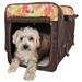 , Floral Folding Collapsible Lightweight Wire Framed Tent Pet Crate - Brown/Red Floral, 27" L x 20" W x 20" H, Small, Brown / Red