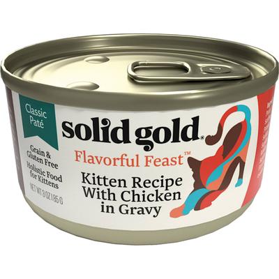 Solid Gold Flavorful Feast Kitten Recipe With Chicken in Gravy Holistic Grain Free Canned Cat Food, 3 oz., Case of 12