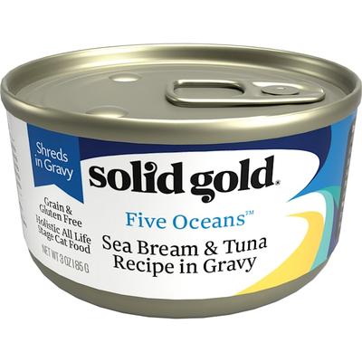 Solid Gold Five Oceans Sea Bream & Tuna Grain Free Canned Cat Food, 3 oz., Case of 12