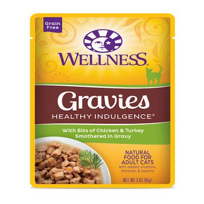 Wellness Healthy Indulgence Natural Grain Free Gravies with Chicken & Turkey in Gravy Wet Cat Food, 3 oz., Case of 12