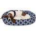 Navy Blue Links Sherpa Bagel Dog Bed, 32" L x 23" W, Medium
