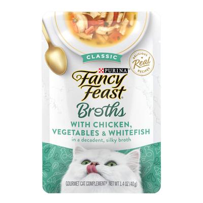 Fancy Feast Lickable Classic Chicken, Vegetables and Whitefish Broth Wet Cat Food Topper, 1.4 oz., Case of 16