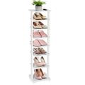 CASART 7-Tier Shoe Rack, Shoe Storage Organizer Stand Shelf, Detachable Board Multiple Layers, Vertical Shoe Tower for Narrow Closet, Entryway, Hallway and Bedroom (27 x 26 x 110cm, White)