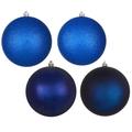 Vickerman 570777 - 4.75" Midnight Blue 4 Finish Matte / Shiny / Sequin / Glitter Ball Christmas Tree Ornament (set of 4) (N591231A)