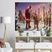 East Urban Home 'Santa Claus w/ Elves on North Pole' Painting Canvas/Metal in Indigo/Red | 16 H x 32 W x 1 D in | Wayfair