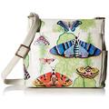 Anna by Anuschka Women's Hand Painted Leather Crossbody with Side Pockets Bag, Vintage Botanical, One Size