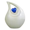 Love to Treasure Large Pearl Enamel Heart Teardrop Urn for Adult Pet Dog Ashes Cremains Memorial