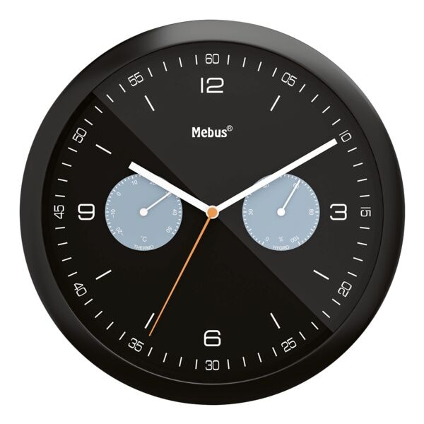 Mebus Quarz-Wanduhr mit Hygro- und Thermometer 16100 Ø 26,5 cm Image