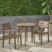 Gracie Oaks Ramage Outdoor Acacia Wood 3 Piece Bistro Set Wood in Brown/Gray/White | 30 H x 27.5 W x 27.5 D in | Wayfair