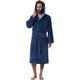 Morgenstern Dressing Gown Men 100% Cotton Hood Velvet Terry Blue Size L