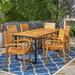 Beachcrest Home™ Tinnin 7 Piece Teak Outdoor Dining Set Wood in Black/Brown/White | 30 H x 70.25 W x 34 D in | Wayfair