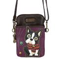 CHALA Crossbody Cell Phone Purse-Women PU Leather Multicolor Handbag with Adjustable Strap - Boston Terrier - Purple