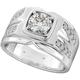 BESTTOHAVE- Mens Sterling Silver Cubic Zirconia Ring - L