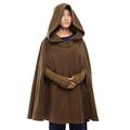 GRACEART Medieval Cosplay Robe Cloak Wool Blend Hooded Poncho Cape (Army Green)