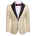 JINIDU Men's Floral Party Dress Suit Stylish Dinner Jacket Wedding Blazer Prom Tuxedo, Golden, XXL