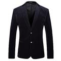 FOLOBE Mens Velvet Suit Jacket Business Blazer Coat Black-3XL