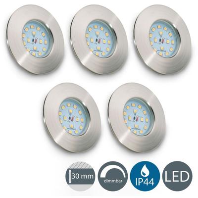 B.k.licht - 5x led Einbaustrahler Badezimmer ultra-flach dimmbar IP44 Decken-Spot