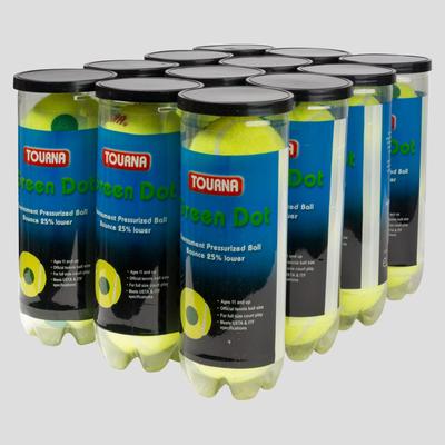 Tourna Pressurized Green Dot 12 Cans Tennis Balls