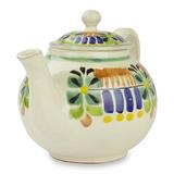 Red Barrel Studio® Moten Acapulco Majolica 20 qt. Ceramic Teapot in Blue/Brown/Green | 6 H x 4.9 W x 8.75 D in | Wayfair