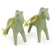 The Holiday Aisle® A Season for Horses Hanging Figurine Ornament Ceramic/Porcelain in Green | 4.1 H x 1.6 W x 3.5 D in | Wayfair