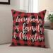 The Holiday Aisle® Gilson Everybody is Family at Christmas in Buffalo Check Plaid Throw Pillow Polyester | 18 H x 18 W in | Wayfair
