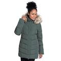 Mountain Warehouse Isla II Womens Down Jacket - Fur Hoodie, Two Zipped Pockets, Waterproof Winter Coat -Thermal Tested -50 - Ideal for Cold Weather Khaki 10