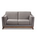 Baxton Studio Sava Mid-Century Modern Grey Fabric Upholstered Walnut Wood 2-Seater Loveseat - 95-BBT8037-Grey-LS