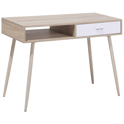 Schreibtisch Hellbraun 100 x 48 cm mit Schublade und Fach Modernes Design