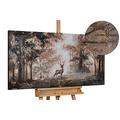 Kunstloft Acrylic painting | 100% HANDPAINTED | 47x24inches | Framed wall art 'Stag in the Brume' | Deer | Brown | Painting on canvas